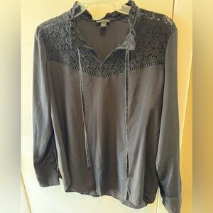 Ann Taylor Elegant Black Lace Top